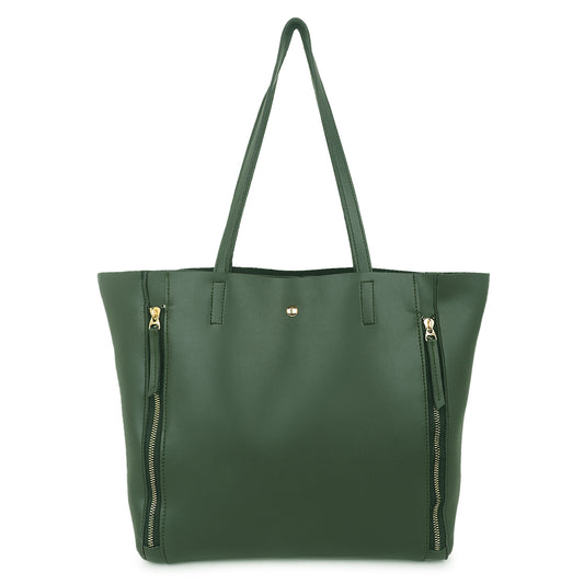 Astra Vegan Leather Large Tote Bag - Olive Green