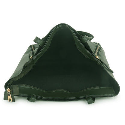 Astra Vegan Leather Large Tote Bag - Olive Green