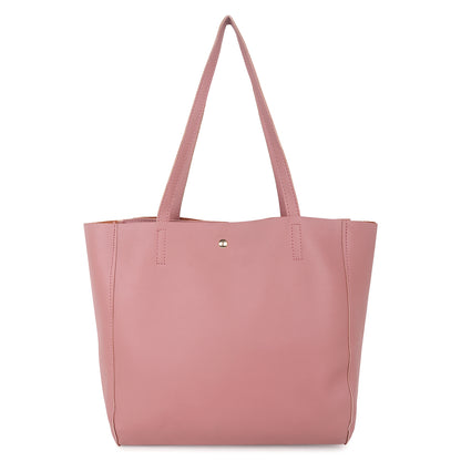 Astra Vegan Leather Large Tote Bag - Pink