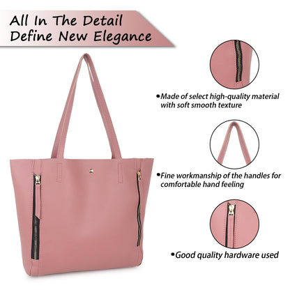 Astra Vegan Leather Large Tote Bag - Pink