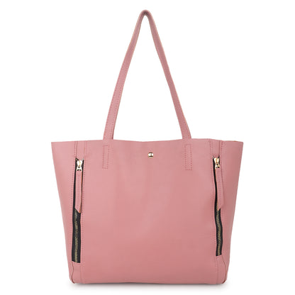 Astra Vegan Leather Large Tote Bag - Pink