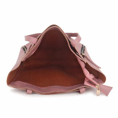 Astra Vegan Leather Large Tote Bag - Pink