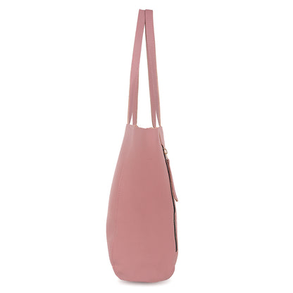 Astra Vegan Leather Large Tote Bag - Pink