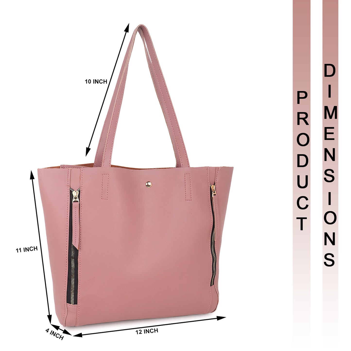 Astra Vegan Leather Large Tote Bag - Pink