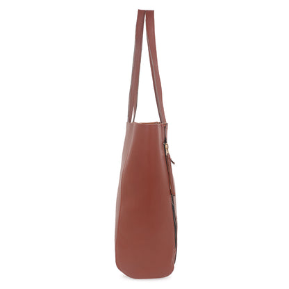 Astra Vegan Leather Large Tote Bag - Tan