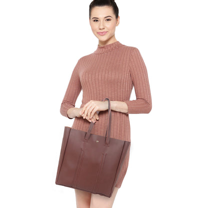 Aliza Stella Tote Bag with Double Shoulder Handle - Coffee