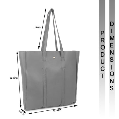 Aliza Stella Tote Bag with Double Shoulder Handle - Grey