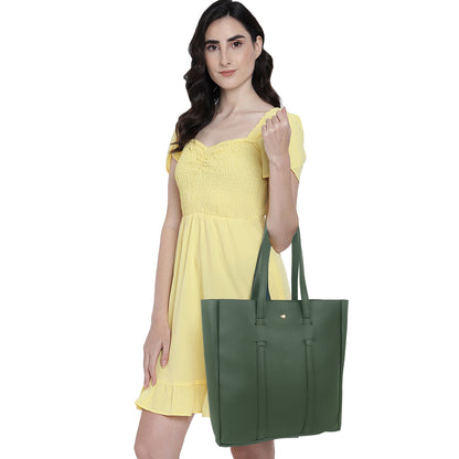 Aliza Stella Tote Bag with Double Shoulder Handle - Olive Green