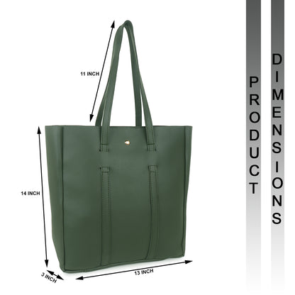 Aliza Stella Tote Bag with Double Shoulder Handle - Olive Green