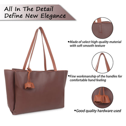 Adhara Vegan Leather Tote Bag - Coffee