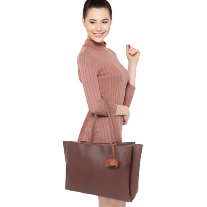 Adhara Vegan Leather Tote Bag - Coffee