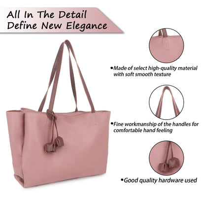 Adhara Vegan Leather Tote Bag - Peach