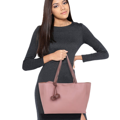 Adhara Vegan Leather Tote Bag - Peach