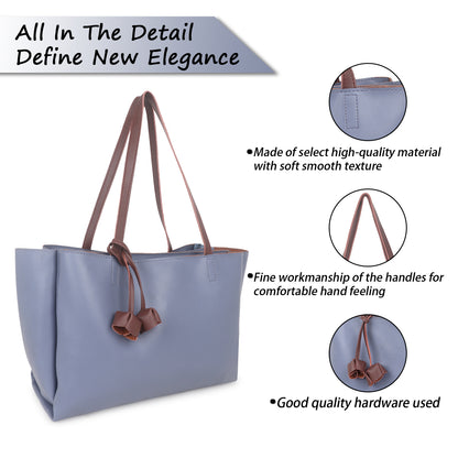 Adhara Vegan Leather Tote Bag - Blue