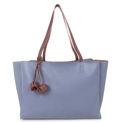 Adhara Vegan Leather Tote Bag - Blue