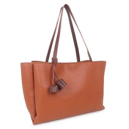 Adhara Vegan Leather Tote Bag - Tan