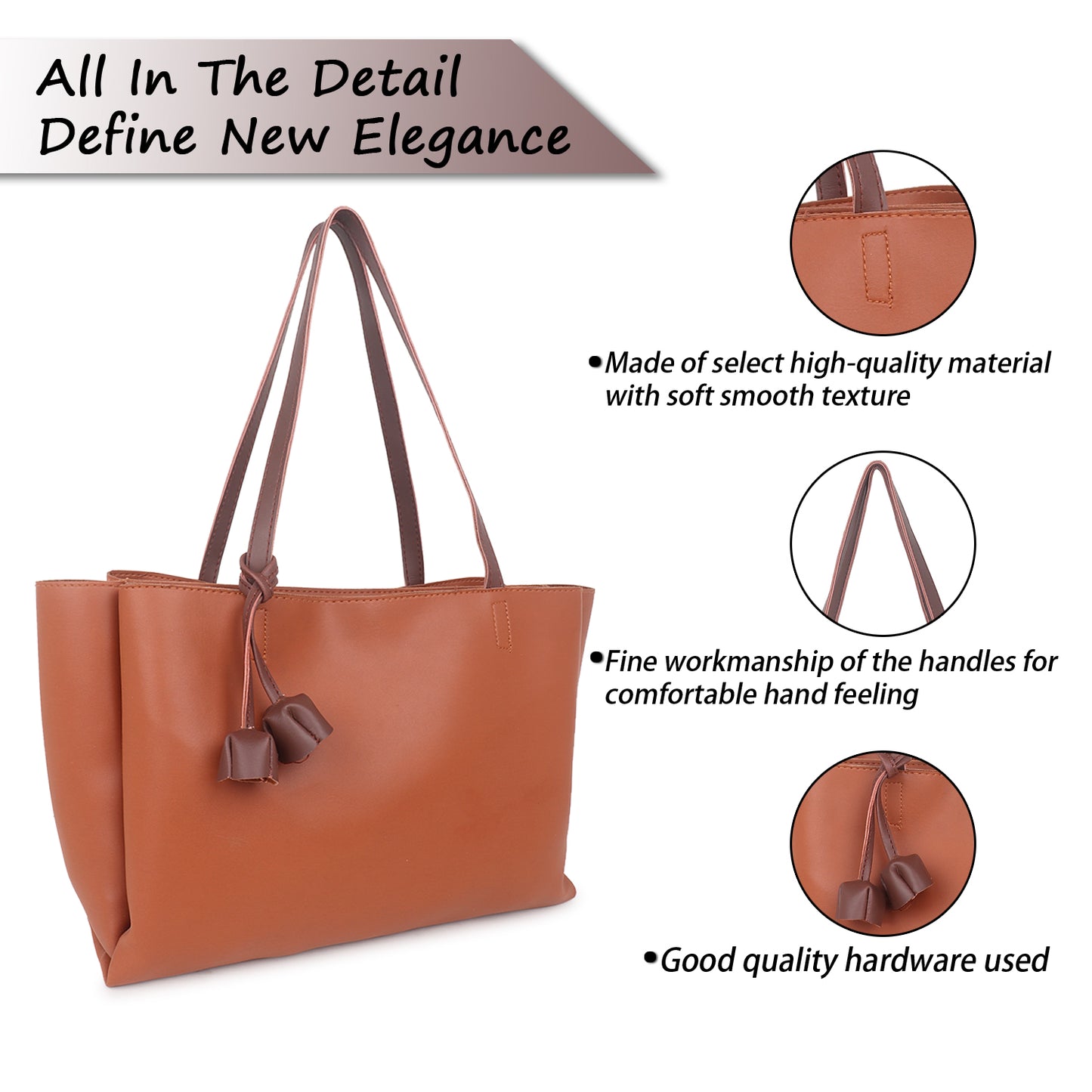 Adhara Vegan Leather Tote Bag - Tan