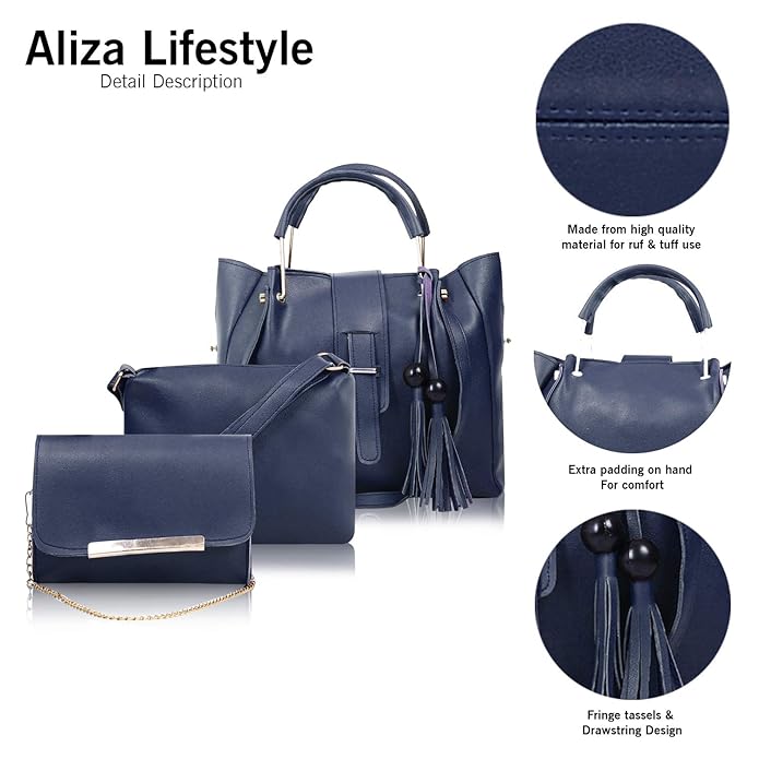 Adeliya Combo Pack of 3 Pcs Handbag and Sling Bags - Blue