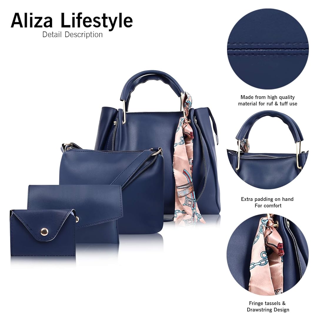 Princess Valencia Combo Pack of 4 Pcs Handbag and Sling Bags - Blue