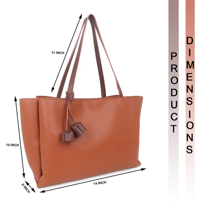 Adhara Vegan Leather Tote Bag - Tan