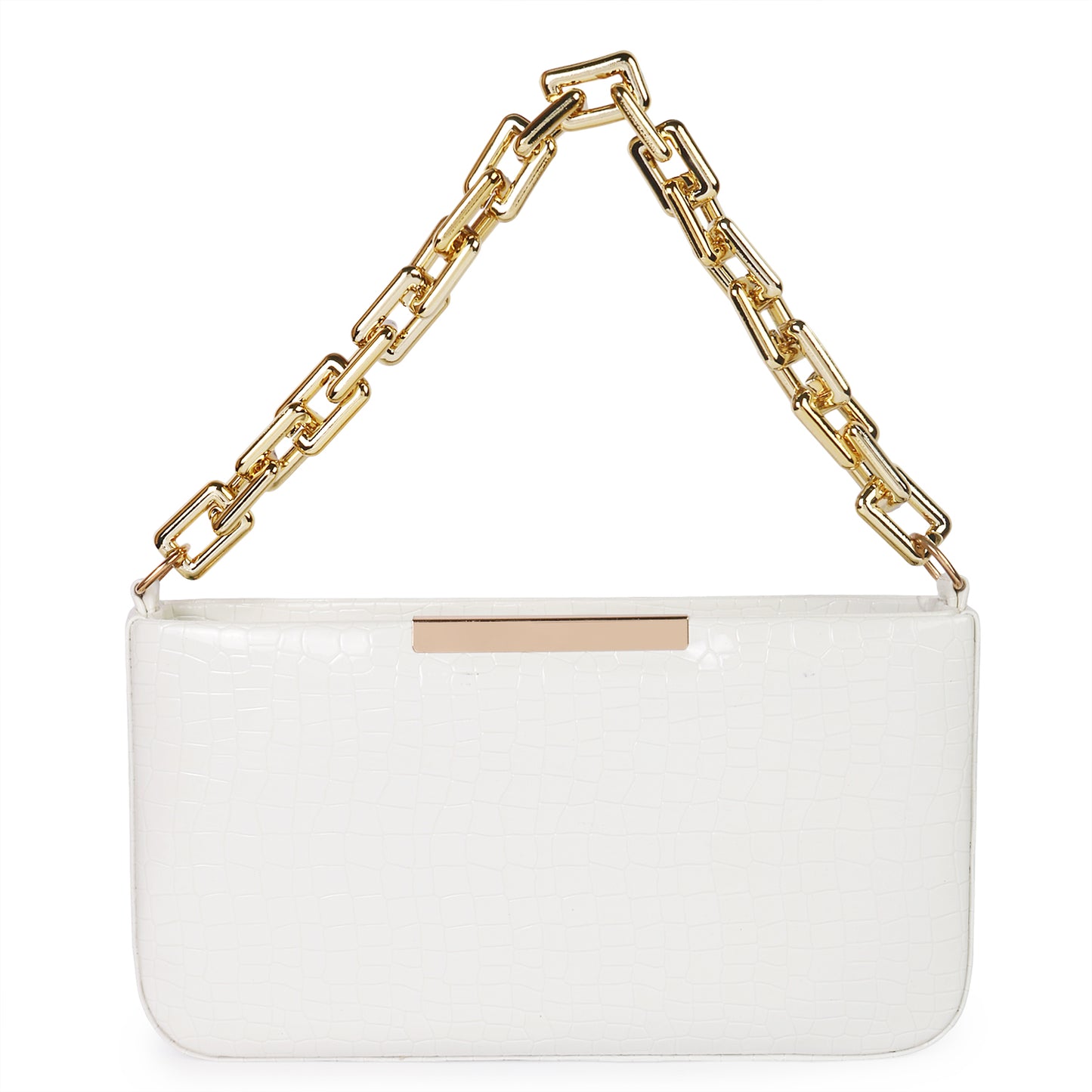 Miss Zury Viper Skin Vegan Leather Sling Bag - White