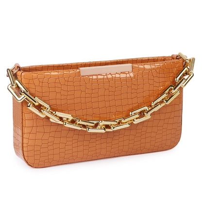 Miss Zury Viper Skin Vegan Leather Sling Bag - Tan