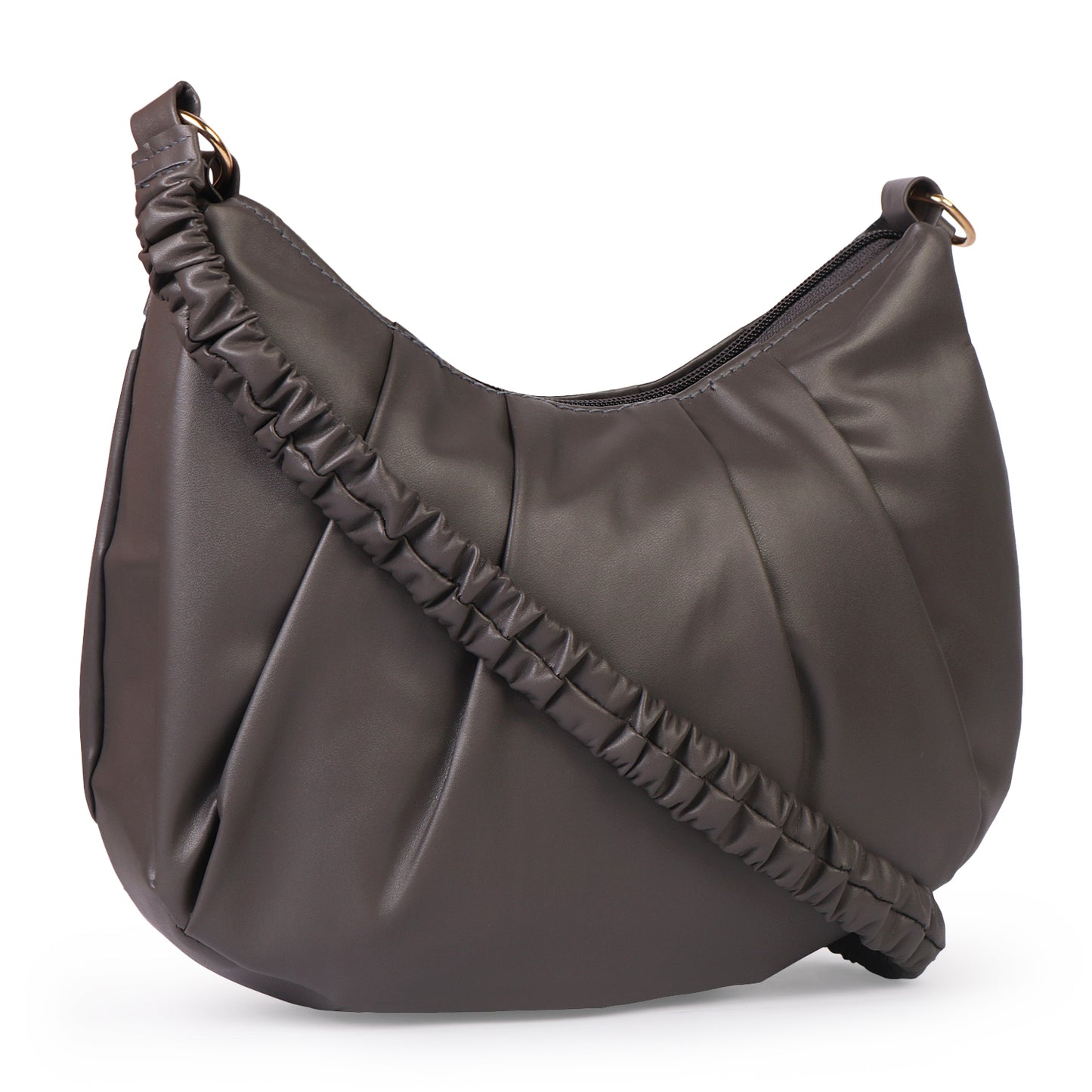 Monaco Wrinkle Vegan Leather Shoulder Bag - Brown