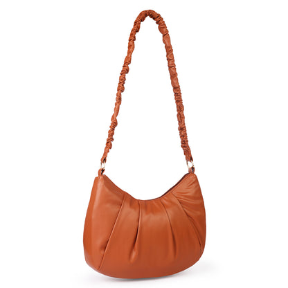 Monaco Wrinkle Vegan Leather Shoulder Bag - Tan