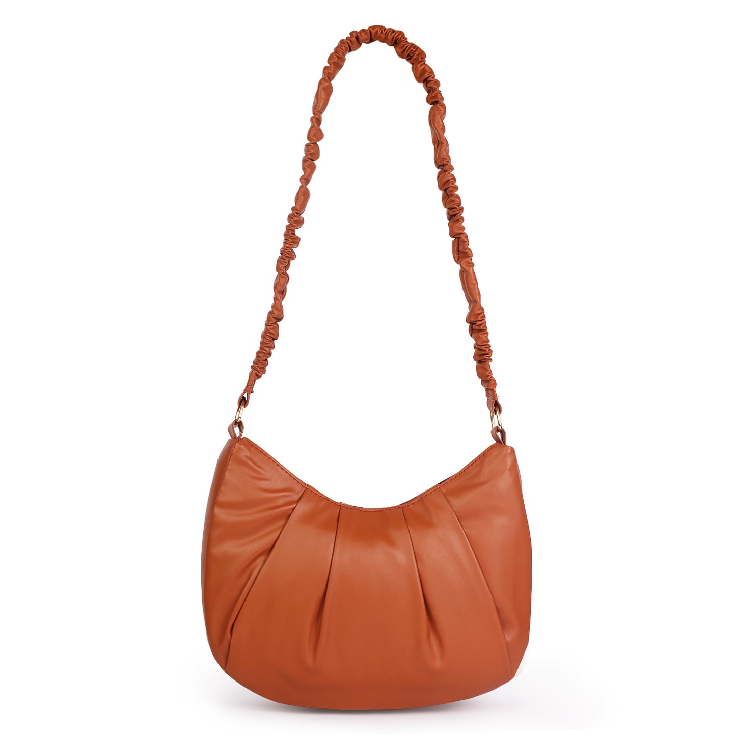 Monaco Wrinkle Vegan Leather Shoulder Bag - Tan