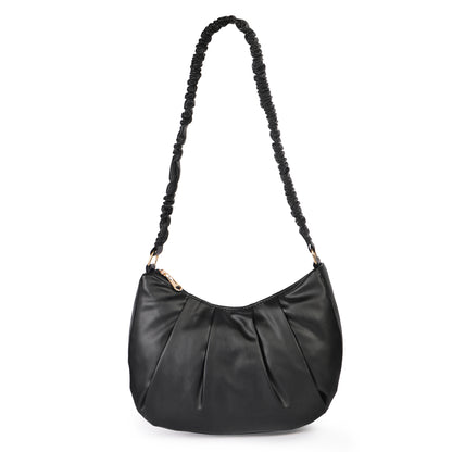 Monaco Wrinkle Vegan Leather Shoulder Bag - Black