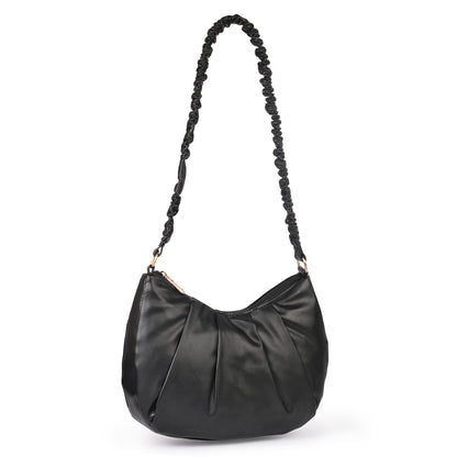 Monaco Wrinkle Vegan Leather Shoulder Bag - Black