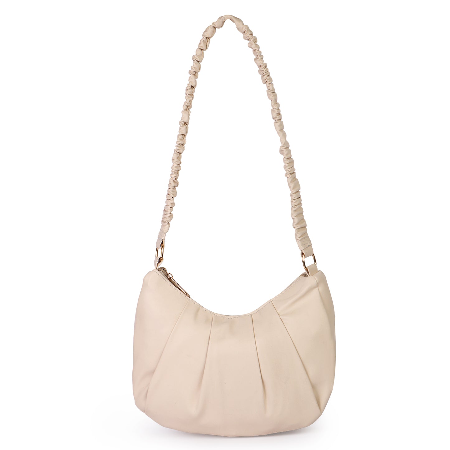 Monaco Wrinkle Vegan Leather Shoulder Bag - Cream