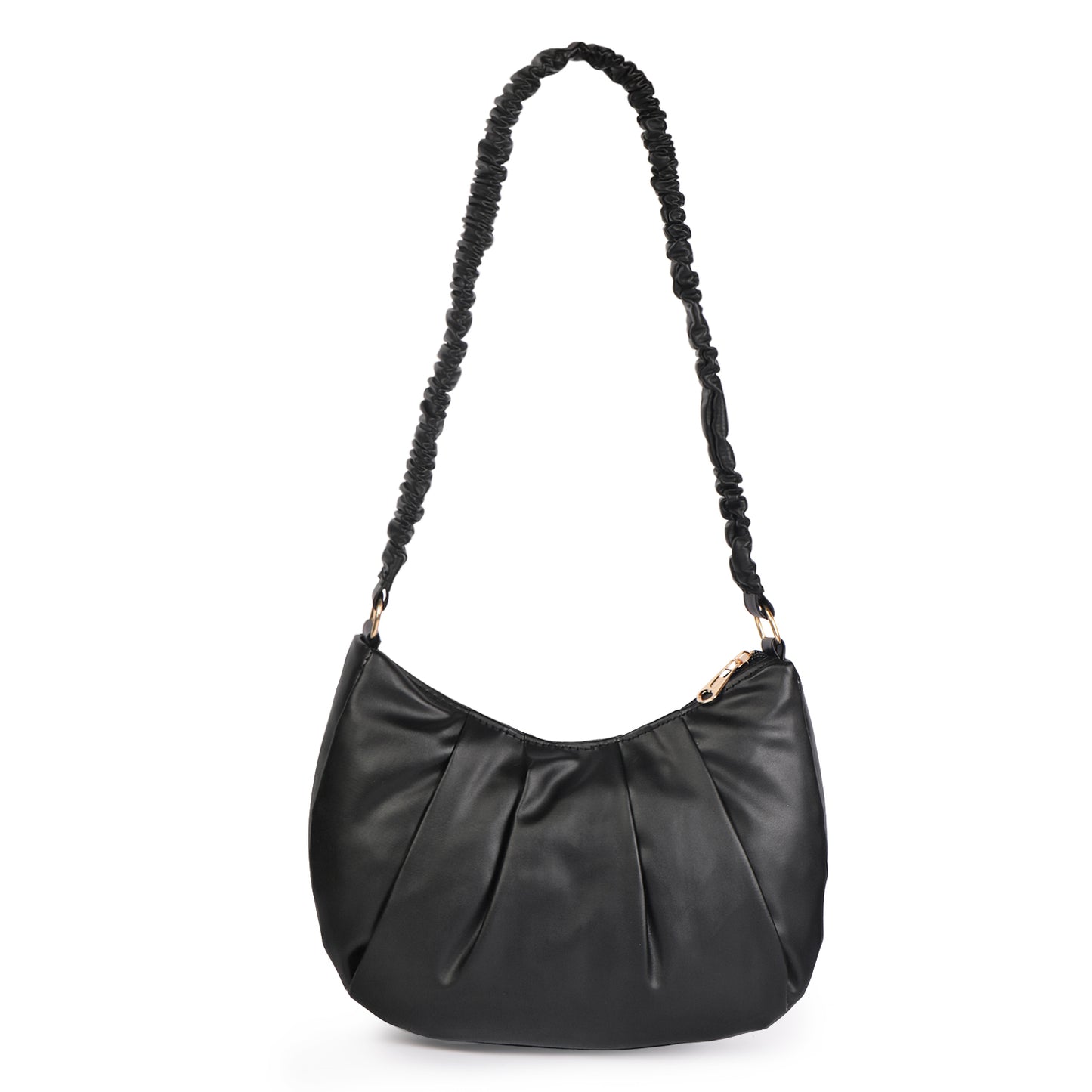 Monaco Wrinkle Vegan Leather Shoulder Bag - Black