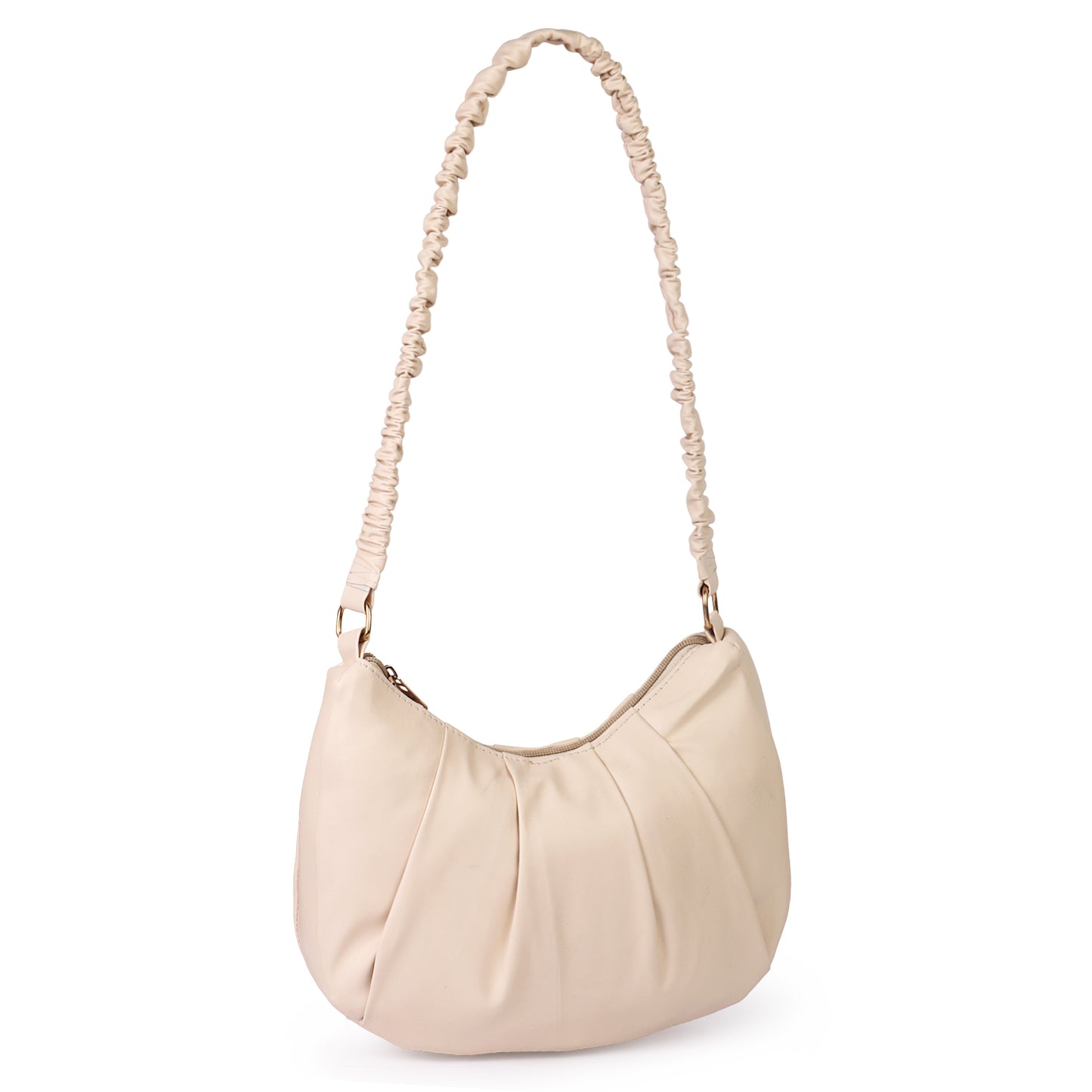 Monaco Wrinkle Vegan Leather Shoulder Bag - Cream