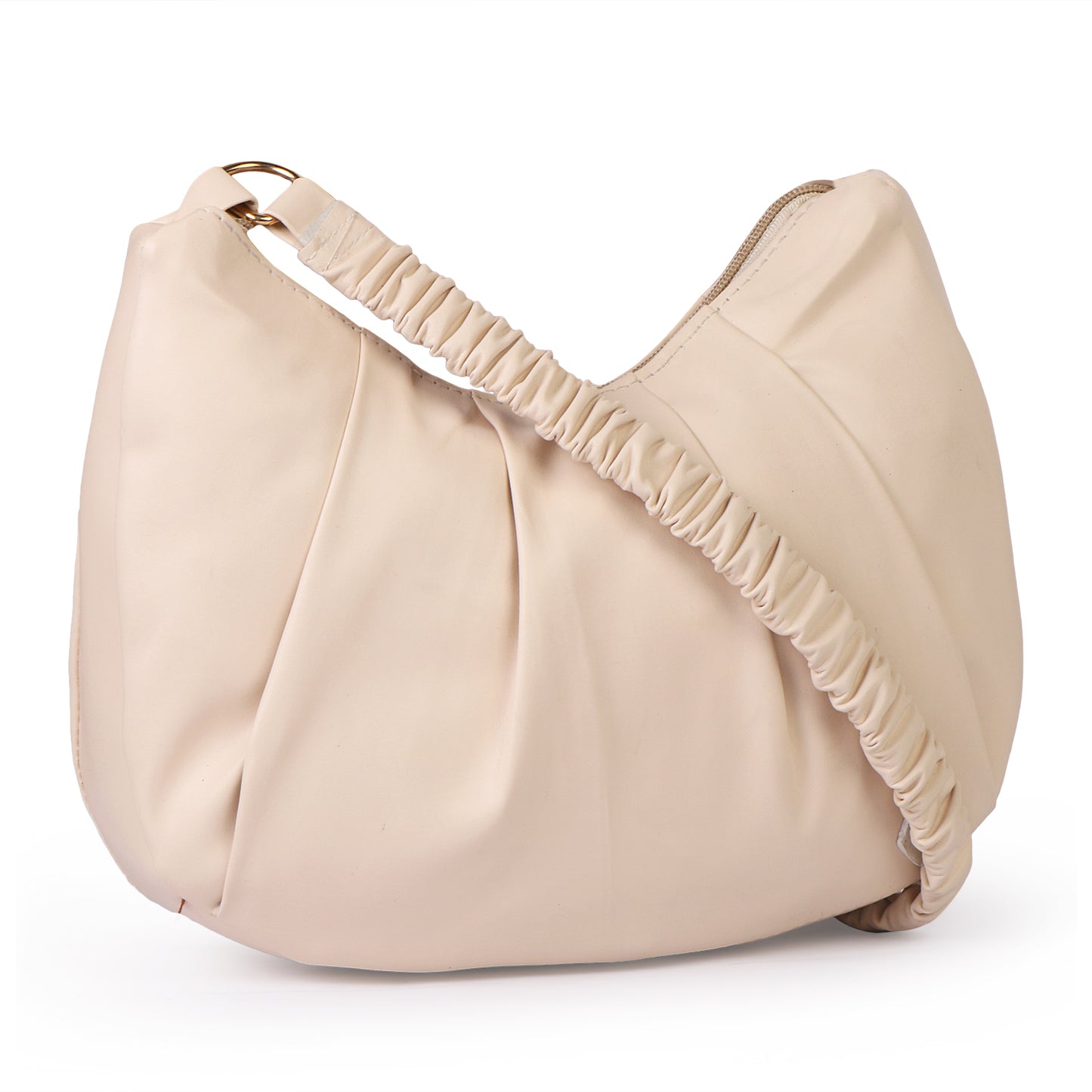 Monaco Wrinkle Vegan Leather Shoulder Bag - Cream