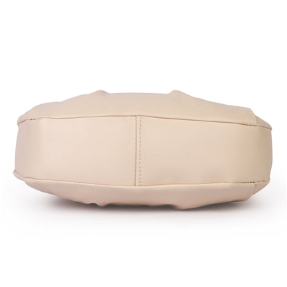 Monaco Wrinkle Vegan Leather Shoulder Bag - Cream