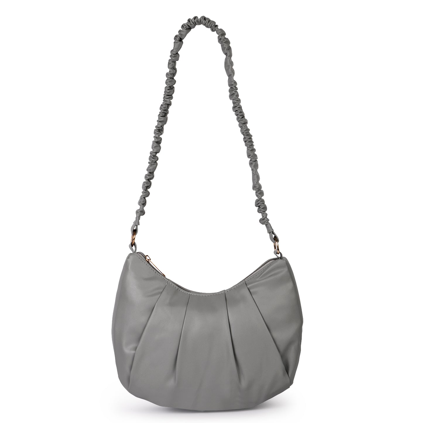 Monaco Wrinkle Vegan Leather Shoulder Bag - Grey