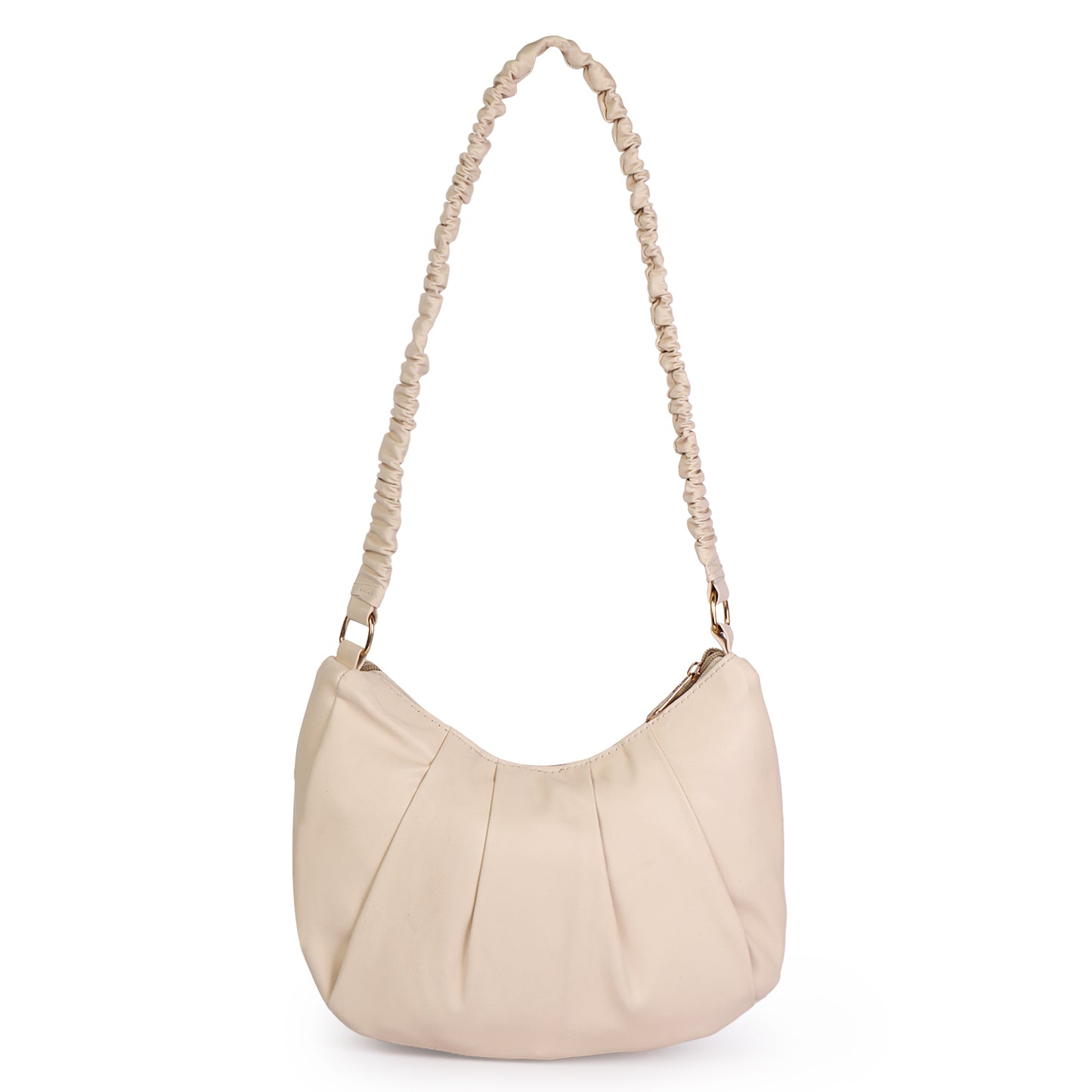 Monaco Wrinkle Vegan Leather Shoulder Bag - Cream