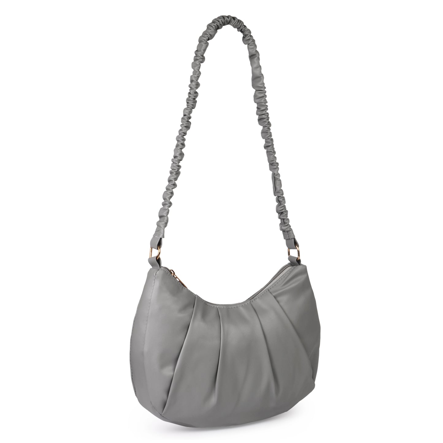 Monaco Wrinkle Vegan Leather Shoulder Bag - Grey