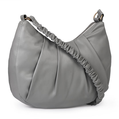 Monaco Wrinkle Vegan Leather Shoulder Bag - Grey