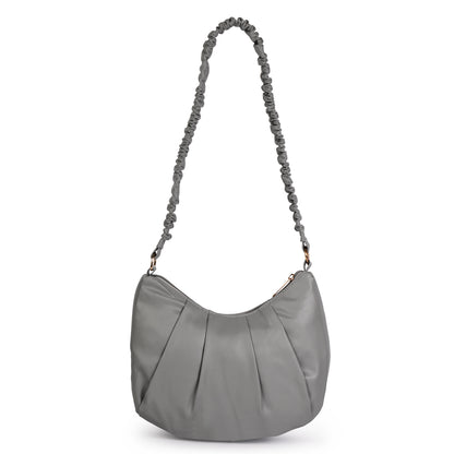 Monaco Wrinkle Vegan Leather Shoulder Bag - Grey