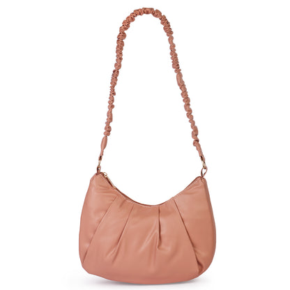 Monaco Wrinkle Vegan Leather Shoulder Bag - Peach