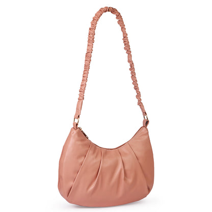 Monaco Wrinkle Vegan Leather Shoulder Bag - Peach