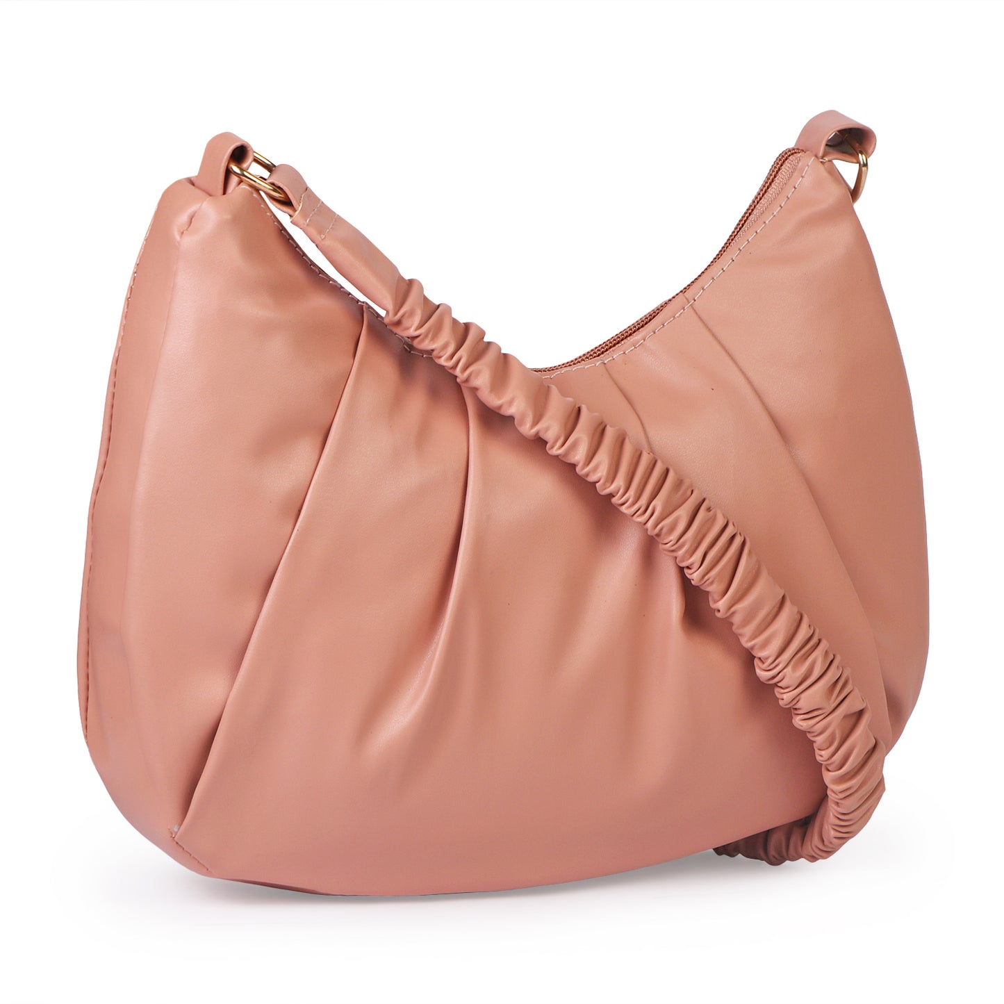 Monaco Wrinkle Vegan Leather Shoulder Bag - Peach