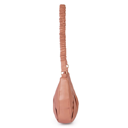 Monaco Wrinkle Vegan Leather Shoulder Bag - Peach