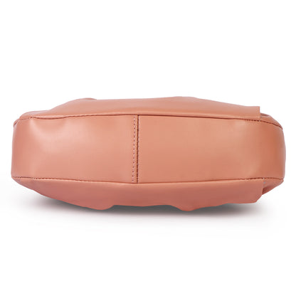 Monaco Wrinkle Vegan Leather Shoulder Bag - Peach