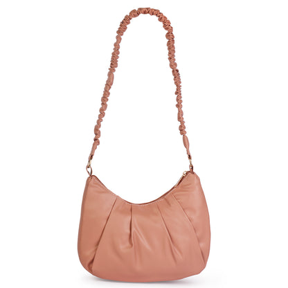 Monaco Wrinkle Vegan Leather Shoulder Bag - Peach