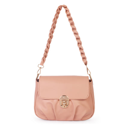 Ms. Trendy Stylish Vegan Leather Cross Body Sling Bag - Peach