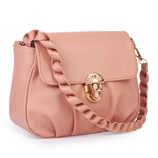 Ms. Trendy Stylish Vegan Leather Cross Body Sling Bag - Peach