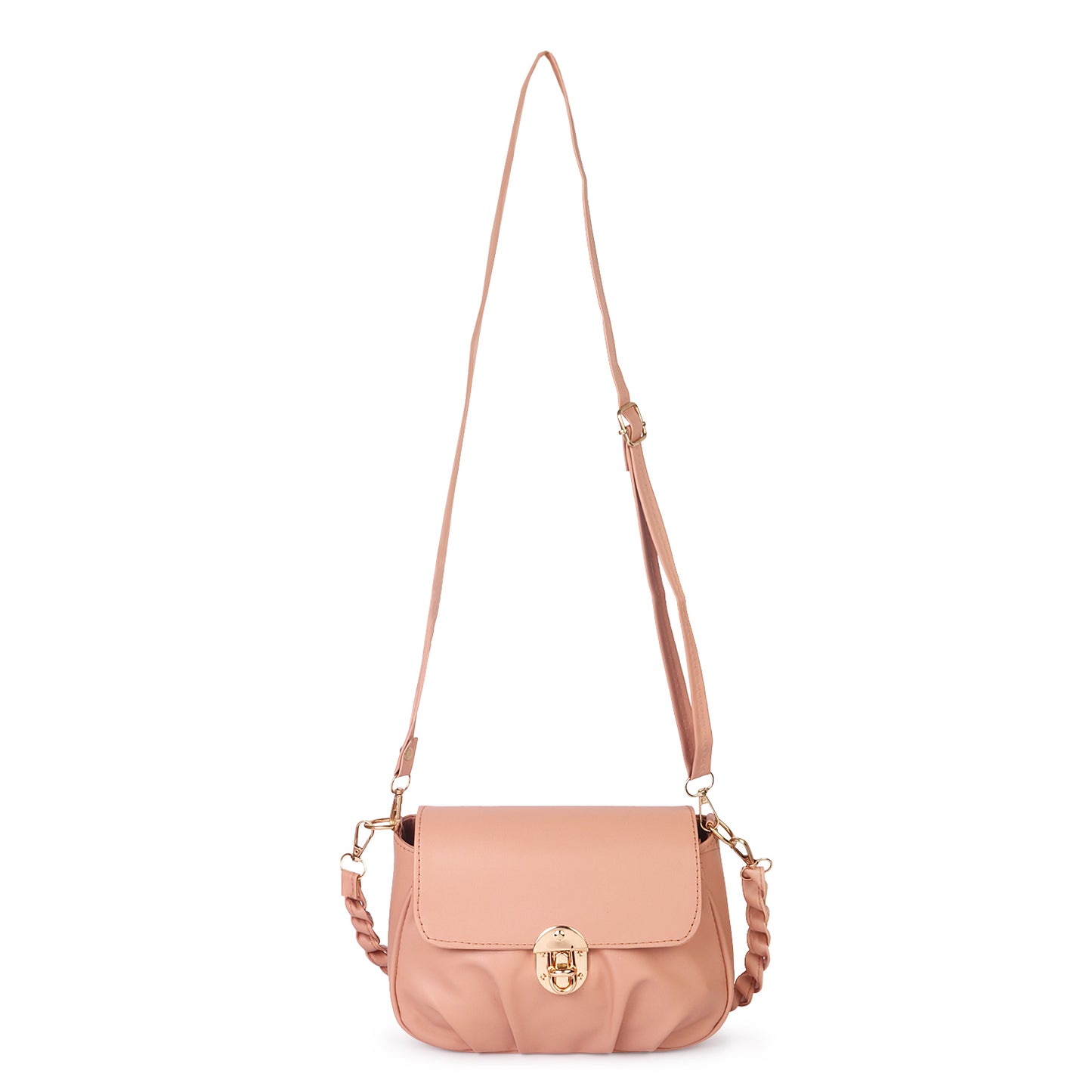 Ms. Trendy Stylish Vegan Leather Cross Body Sling Bag - Peach